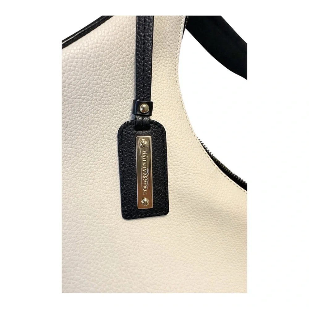 Banana Republic Colorblock Leather Hobo Bag - Ivory‎ & Black NWOT